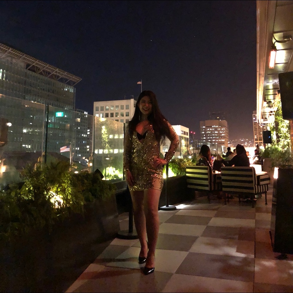 Boohoo Gold sequin dress